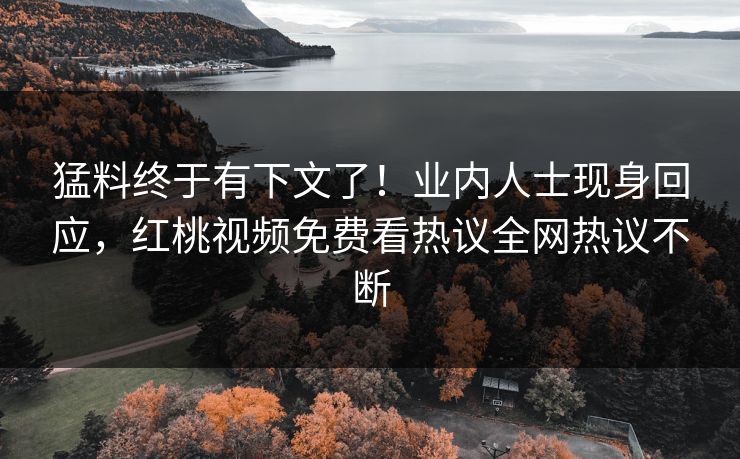 猛料终于有下文了!业内人士现身回应,红桃视频免费看热议全网热议不断