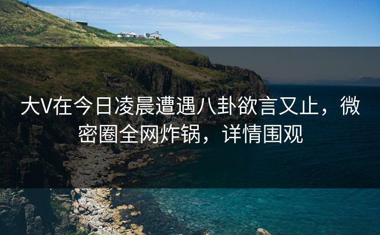 大V在今日凌晨遭遇八卦欲言又止，微密圈全网炸锅，详情围观