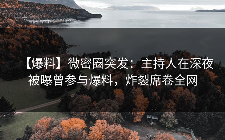 【爆料】微密圈突发:主持人在深夜被曝曾参与爆料,炸裂席卷全网 【爆料】微密圈突发:主持人在深夜被曝曾参与爆料,炸裂席卷全网